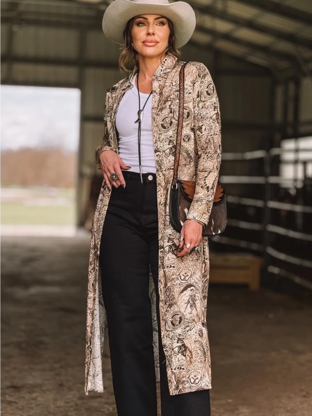 Women's Long western printed duster or dress